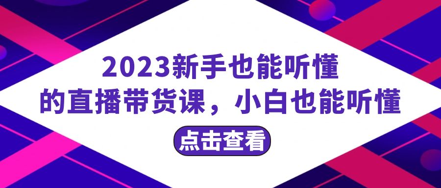 2023新手也能听懂的直播带货课，小白也能听懂，20节完整网赚项目-副业赚钱-互联网创业-资源整合歪妹网赚