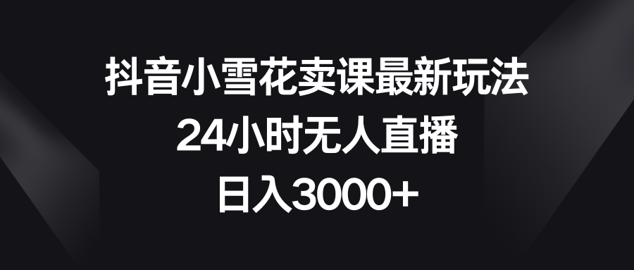 抖音小雪花卖课最新玩法，24小时无人直播，日入3000+网赚项目-副业赚钱-互联网创业-资源整合轻创联盟