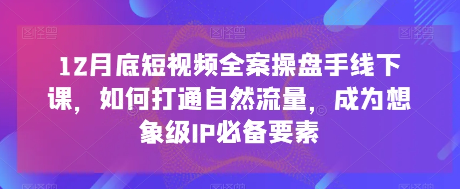 12月底短视频全案操盘手线下课，如何打通自然流量，成为想象级IP必备要素-梦落网