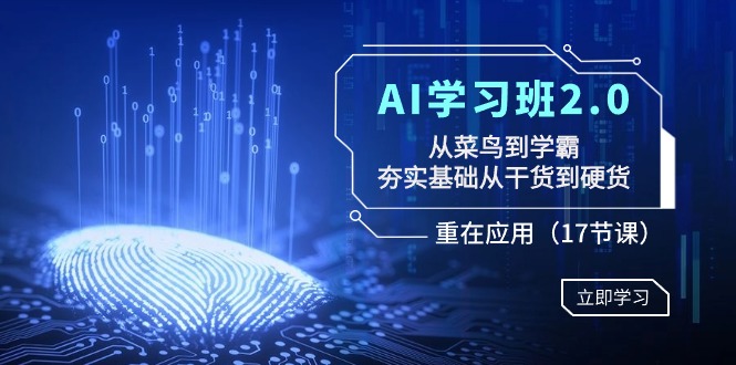 AI学习班2.0：从菜鸟到学霸，夯实基础从干货到硬货，重在应用（17节课）网赚教程-副业赚钱-互联网创业-手机赚钱-网赚项目-98副业网-精品课程-知识付费-网赚创业网98副业网