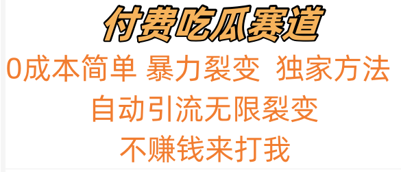 吃瓜付费赛道，暴力无限裂变，0成本，实测日入700+！！！资源整合BMpAI