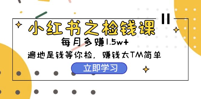 小红书之检钱课：从0开始实测每月多赚1.5w起步，赚钱真的太简单了（98节）-北漠网络