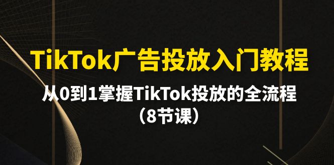 TikTok广告投放入门教程，从0到1掌握TikTok投放的全流程（8节课）网赚项目-副业赚钱-互联网创业-资源整合轻创联盟