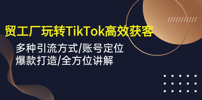 外贸工厂玩转TikTok高效获客，多种引流方式/账号定位/爆款打造/全方位讲解网赚项目-副业赚钱-互联网创业-资源整合森森素材资源站