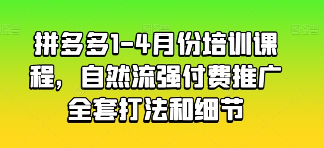 拼多多1-4月份培训课程，自然流强付费推广全套打法和细节-北漠网络