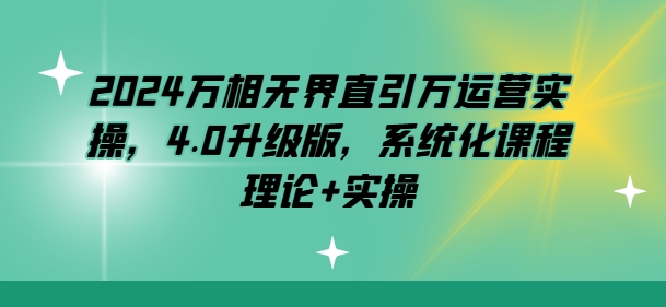 2024万相无界直引万运营实操，4.0升级版，系统化课程 理论+实操网赚项目-副业赚钱-互联网创业-资源整合歪妹网赚