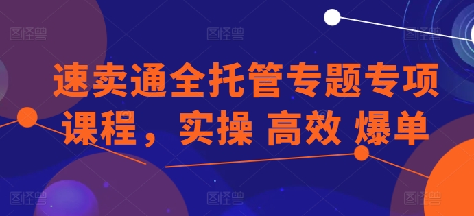 速卖通全托管专题专项课程，实操 高效 爆单网赚项目-副业赚钱-互联网创业-资源整合歪妹网赚