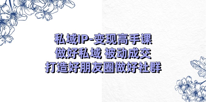 私域IP-变现高手课：做好私域 被动成交，打造好朋友圈做好社群（18节）-北漠网络