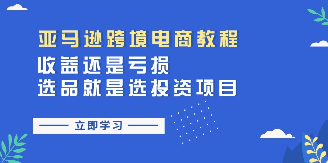 亚马逊跨境电商教程：收益还是亏损！选品就是选投资项目-北漠网络