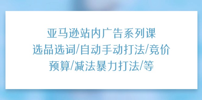 亚马逊站内广告系列课：选品选词/自动手动打法/竞价预算/减法暴力打法/等网赚项目-副业赚钱-互联网创业-资源整合歪妹网赚