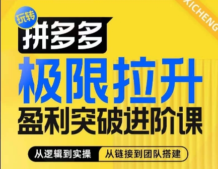 拼多多极限拉升盈利突破进阶课，​从算法到玩法，从玩法到团队搭建，体系化系统性帮助商家实现利润提升网赚项目-副业赚钱-互联网创业-资源整合歪妹网赚