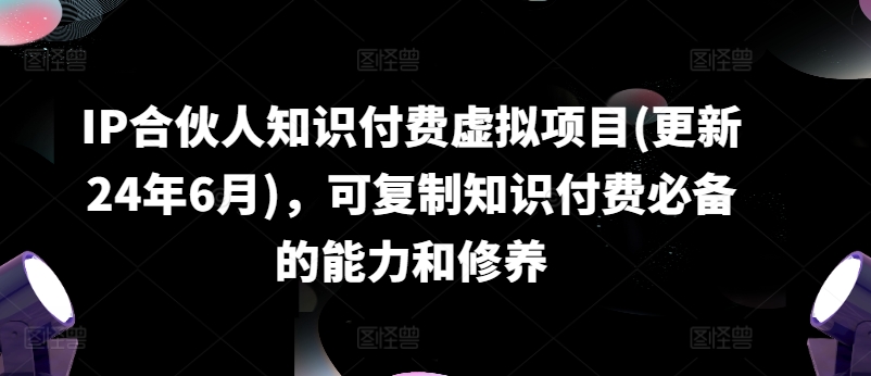 IP合伙人知识付费虚拟项目(更新24年6月)，可复制知识付费必备的能力和修养-不晚学院