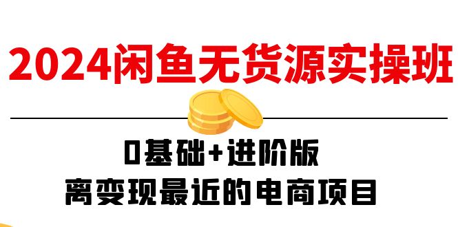 2024闲鱼无货源实操班：0基础+进阶版，离变现最近的电商项目（15节）网赚项目-副业赚钱-互联网创业-资源整合轻创联盟