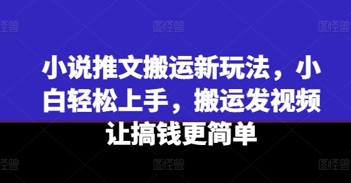 小说推文搬运新玩法，小白轻松上手，搬运发视频让搞钱更简单网赚项目-副业赚钱-互联网创业-资源整合四水哥网创网赚