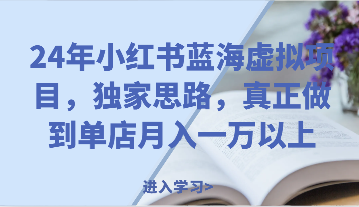 24年小红书蓝海虚拟项目，独家思路，真正做到单店月入一万以上。网赚教程-副业赚钱-互联网创业-手机赚钱-网赚项目-98副业网-精品课程-知识付费-网赚创业网98副业网