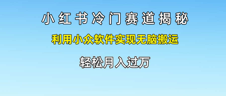 小红书冷门赛道揭秘,利用小众软件实现无脑搬运，轻松月入过万网赚教程-副业赚钱-互联网创业-手机赚钱-网赚项目-98副业网-精品课程-知识付费-网赚创业网98副业网