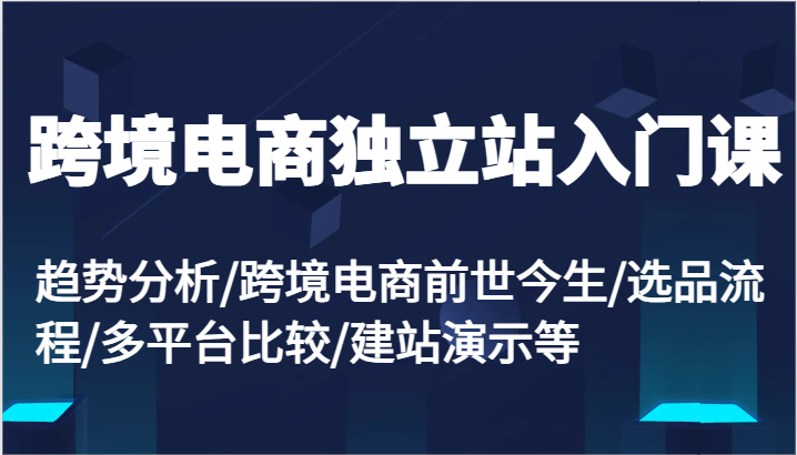 跨境电商独立站入门课：趋势分析/跨境电商前世今生/选品流程/多平台比较/建站演示等网赚项目-副业赚钱-互联网创业-资源整合四水哥网创网赚