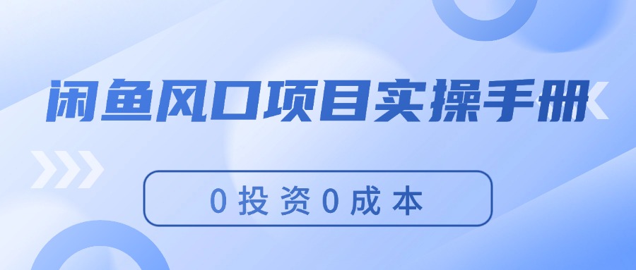 闲鱼风口项目实操手册，0投资0成本，让你做到，月入过万，新手可做网赚教程-副业赚钱-互联网创业-手机赚钱-网赚项目-98副业网-精品课程-知识付费-网赚创业网98副业网