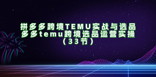 拼多多跨境TEMU实战与选品，多多temu跨境选品运营实操（33节）网赚项目-副业赚钱-互联网创业-资源整合歪妹网赚