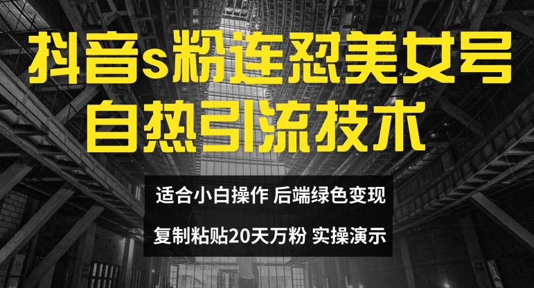 抖音s粉连怼美女号自热引流技术复制粘贴，20天万粉账号，无需实名制，矩阵操作网赚项目-副业赚钱-互联网创业-资源整合四水哥网创网赚