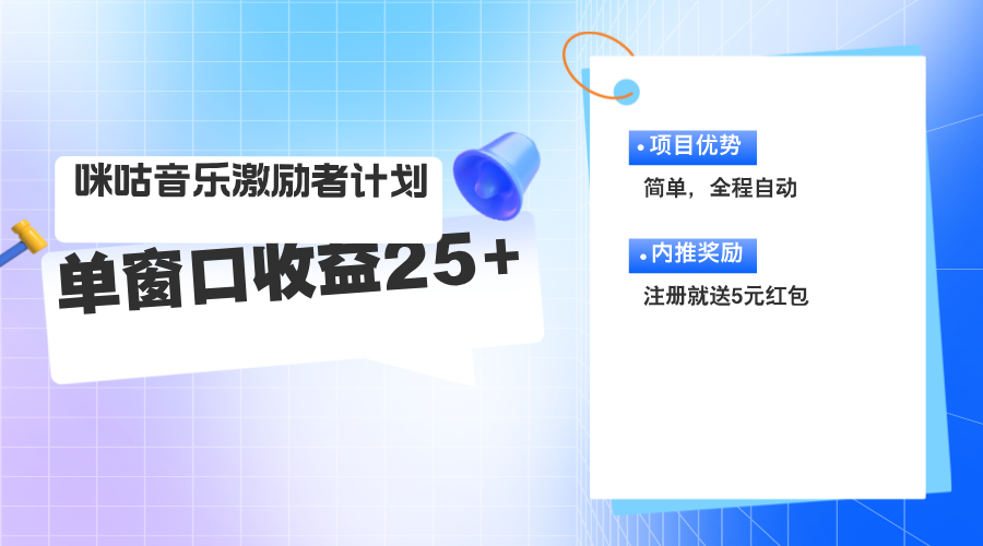 【第8105期】咪咕激励者计划，单窗口收益20~25，可矩阵操作