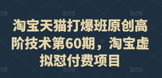 淘宝天猫打爆班原创高阶技术第60期，淘宝虚拟怼付费项目-不晚学院