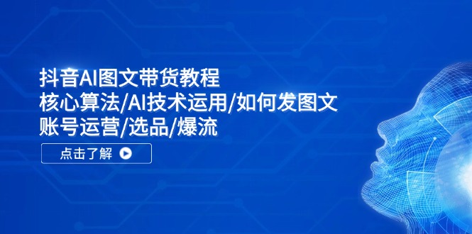 抖音AI图文带货教程：核心算法/AI技术运用/如何发图文/账号运营/选品/爆流资源整合BMpAI