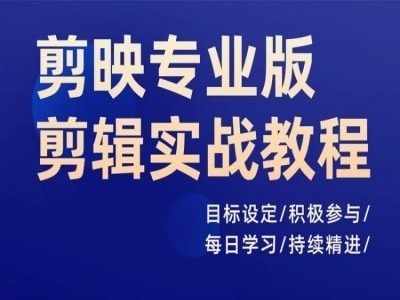 剪映专业版剪辑实战教程，目标设定/积极参与/每日学习/持续精进-不晚学院