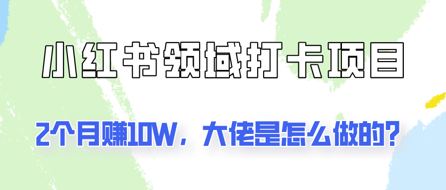 通过小红书领域打卡项目2个月赚10W，大佬是怎么做的？网赚项目-副业赚钱-互联网创业-资源整合四水哥网创网赚