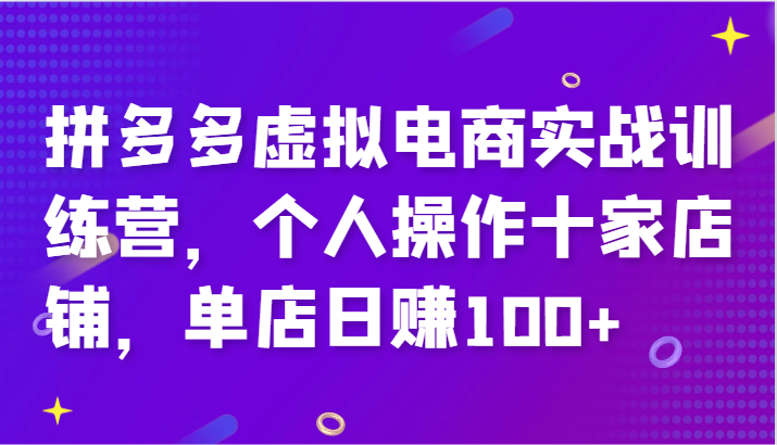 拼多多虚拟电商实战训练营，个人操作十家店铺，单店日赚100+资源整合BMpAI