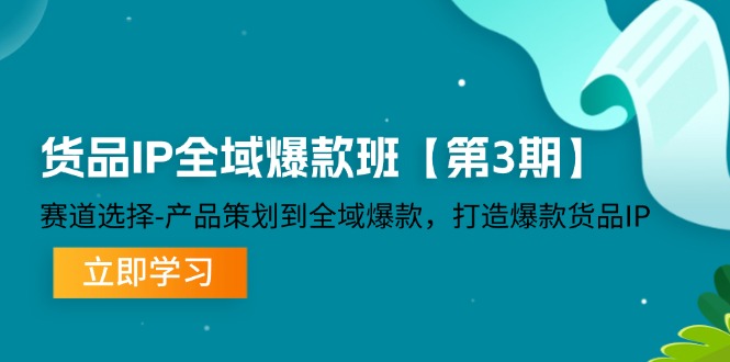 货品IP全域爆款班【第3期】赛道选择、产品策划到全域爆款，打造爆款货品IP网赚项目-副业赚钱-互联网创业-资源整合四水哥网创网赚