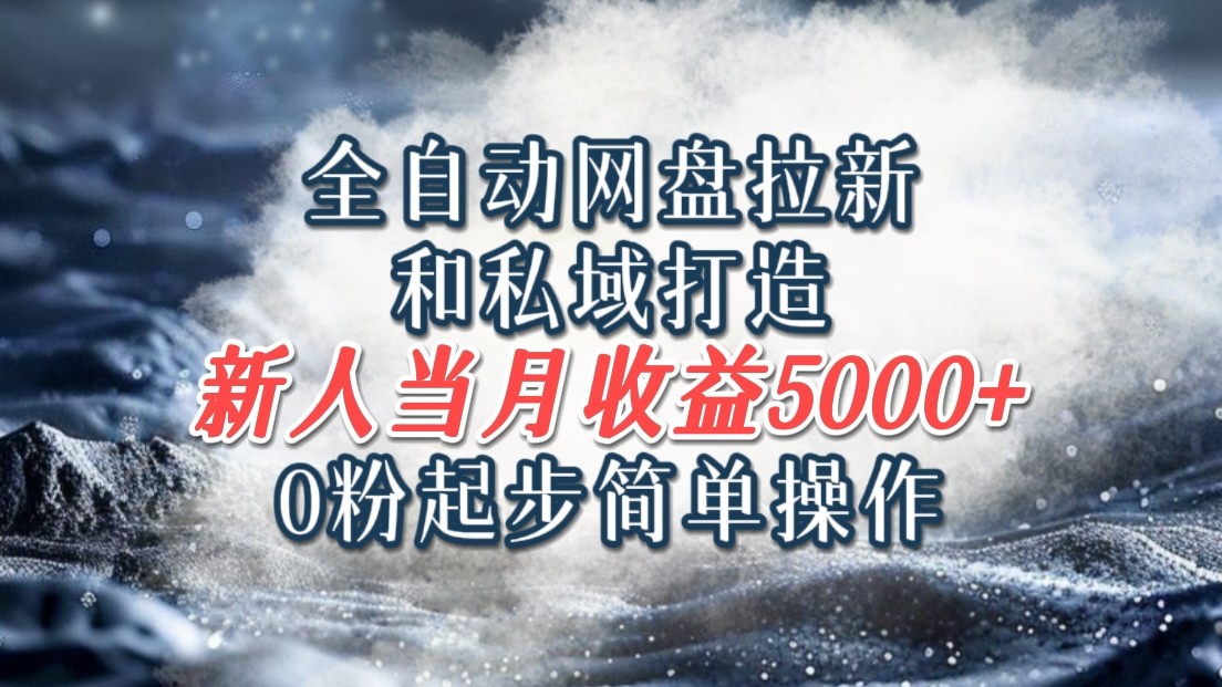 全自动网盘拉新和私域打造，0粉起步简单操作，新人入门当月收益5000以上网赚教程-副业赚钱-互联网创业-手机赚钱-网赚项目-98副业网-精品课程-知识付费-网赚创业网98副业网