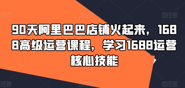 90天阿里巴巴店铺火起来，1688高级运营课程，学习1688运营核心技能资源整合BMpAI