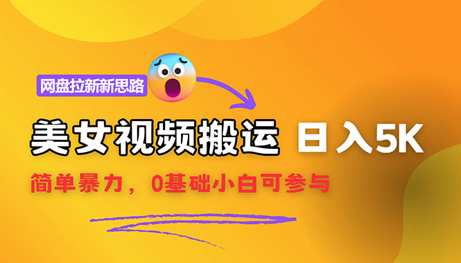 【新思路】视频搬运+网盘拉新，靠搬运每日5000+简单暴力，0基础小白可参与网赚教程-副业赚钱-互联网创业-手机赚钱-网赚项目-98副业网-精品课程-知识付费-网赚创业网98副业网