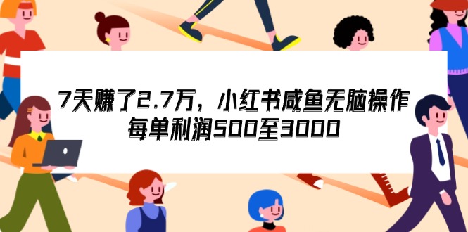 7天收了2.7万，小红书咸鱼无脑操作，每单利润500至3000-梦落网