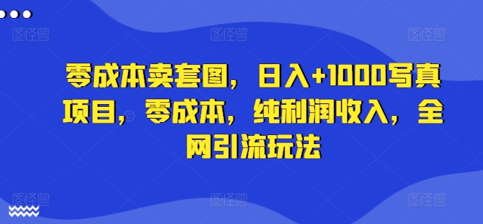 零成本卖套图，日入+1000写真项目，零成本，纯利润收入，全网引流玩法-不晚学院