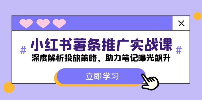 小红书-薯条推广实战课：深度解析投放策略，助力笔记曝光飙升网赚项目-副业赚钱-互联网创业-资源整合轻创联盟