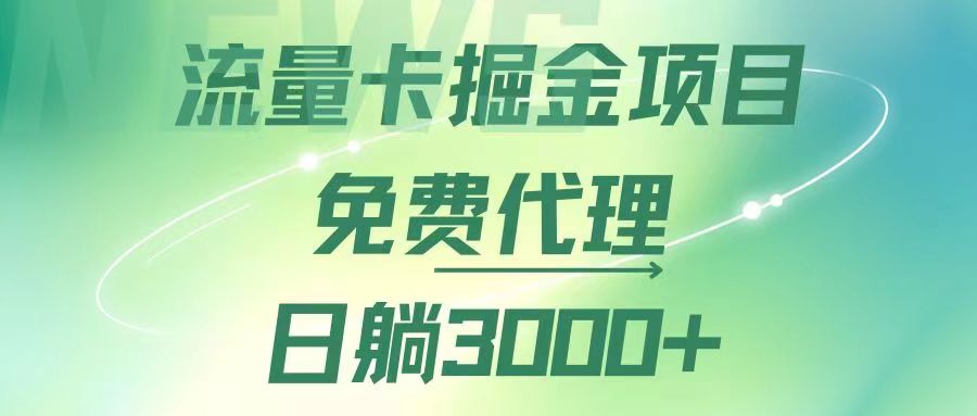 流量卡掘金代理，日躺赚3000+，变现暴力，多种推广途径网赚项目-副业赚钱-互联网创业-资源整合轻创联盟