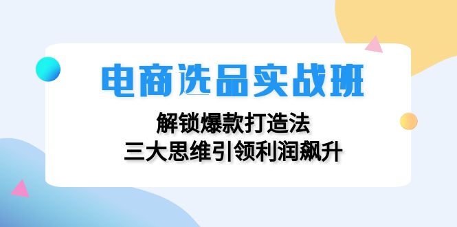 电商选品实战班：解锁爆款打造法，三大思维引领利润飙升网赚项目-副业赚钱-互联网创业-资源整合轻创联盟