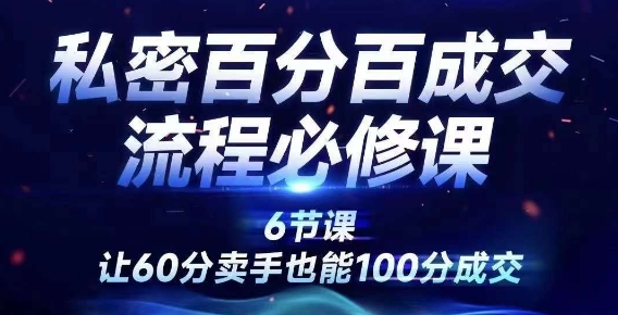 私密百分百成交流程线上训练营，绝对成交，让60分卖手也能100分成交-不晚学院