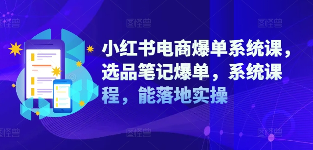 小红书电商爆单系统课，选品笔记爆单，系统课程，能落地实操-梦落网