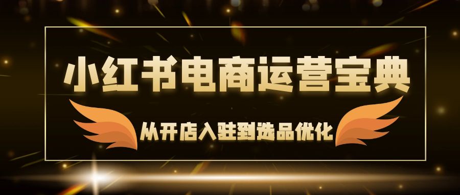 小红书电商运营宝典：从开店入驻到选品优化，一站式解决你的电商难题网赚项目-副业赚钱-互联网创业-资源整合四水哥网创网赚