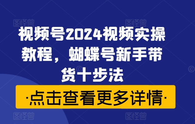 视频号2024视频实操教程，蝴蝶号新手带货十步法网赚项目-副业赚钱-互联网创业-资源整合轻创联盟