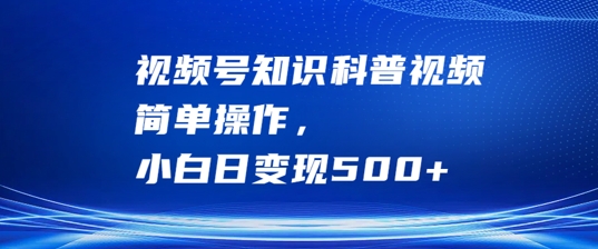 视频号知识科普视频，简单操作，小白日变现500+网赚项目-副业赚钱-互联网创业-资源整合歪妹网赚