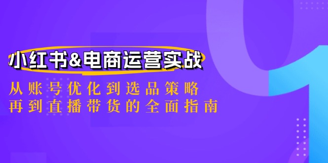 小红书&电商运营实战：从账号优化到选品策略，再到直播带货的全面指南网赚项目-副业赚钱-互联网创业-资源整合轻创联盟