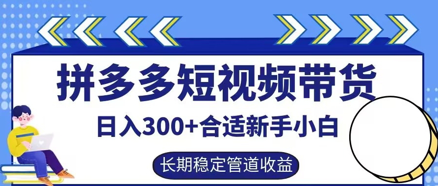 拼多多短视频带货日入300+有长期稳定被动收益，合适新手小白-梦落网