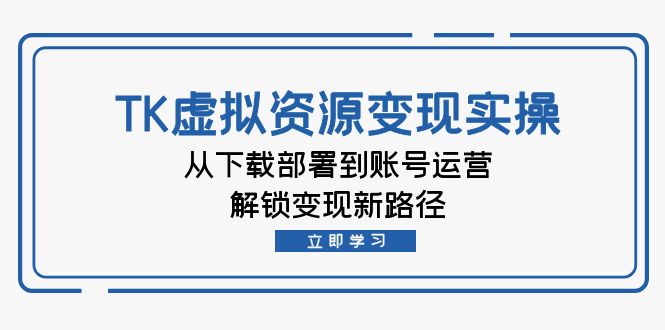 TK虚拟资源变现实操：从下载部署到账号运营，解锁变现新路径网赚项目-副业赚钱-互联网创业-资源整合歪妹网赚