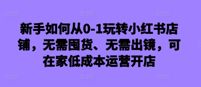 新手如何从0-1玩转小红书店铺，无需囤货、无需出镜，可在家低成本运营开店网赚项目-副业赚钱-互联网创业-资源整合歪妹网赚