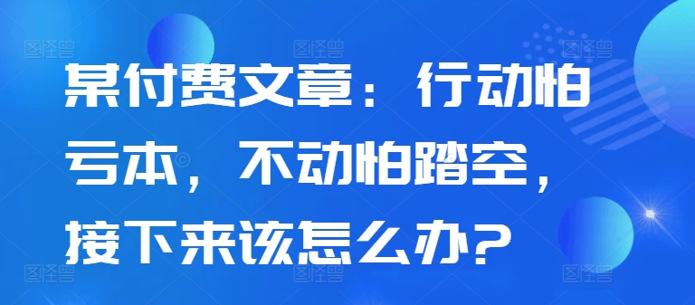 某付费文章：行动怕亏本，不动怕踏空，接下来该怎么办?网赚项目-副业赚钱-互联网创业-资源整合四水哥网创网赚