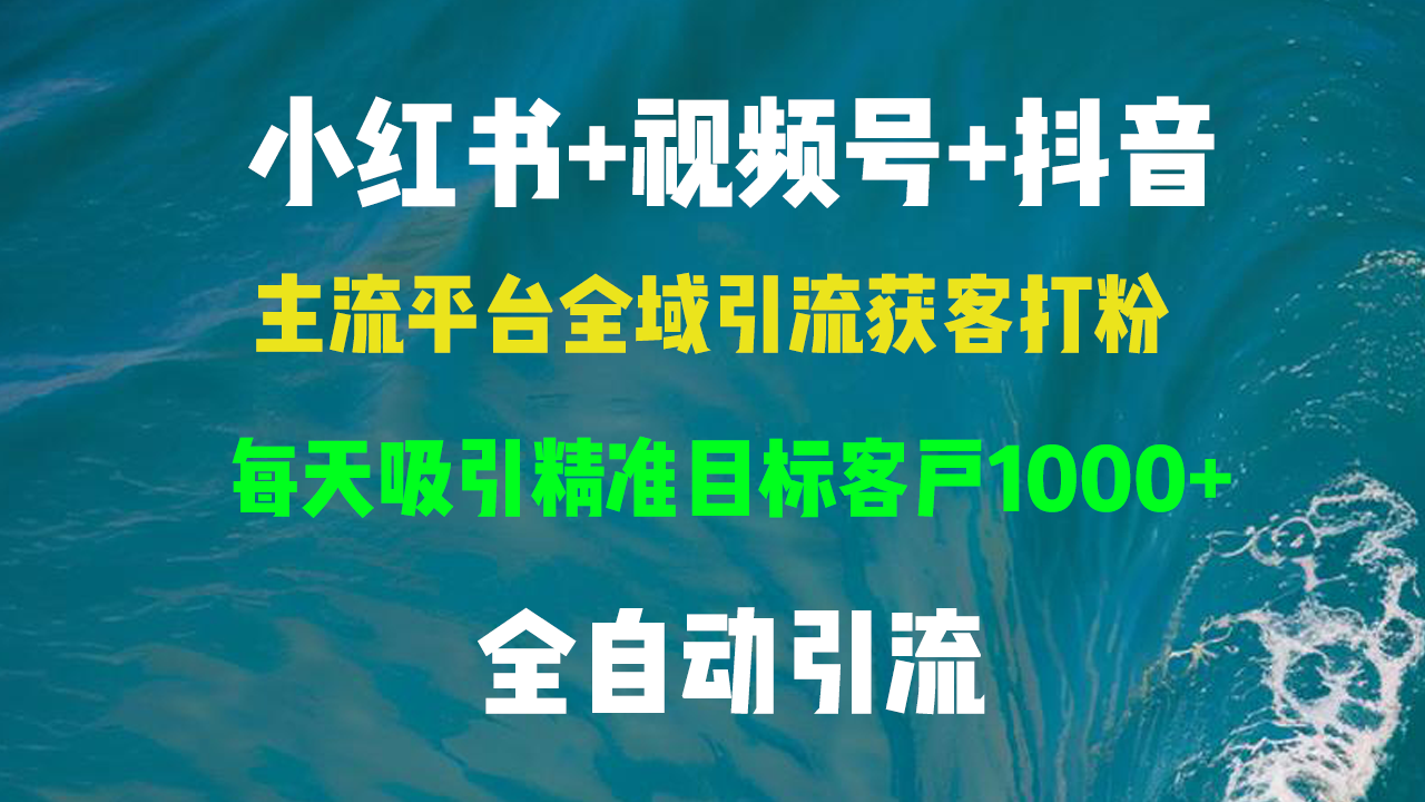 小红书，视频号，抖音主流平台全域引流获客打粉，每天吸引精准目标客户…网赚项目-副业赚钱-互联网创业-资源整合轻创联盟